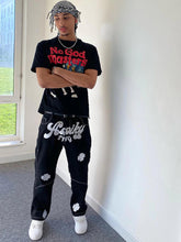 Jean ample brodé avec trèfle porte-bonheur - 1162